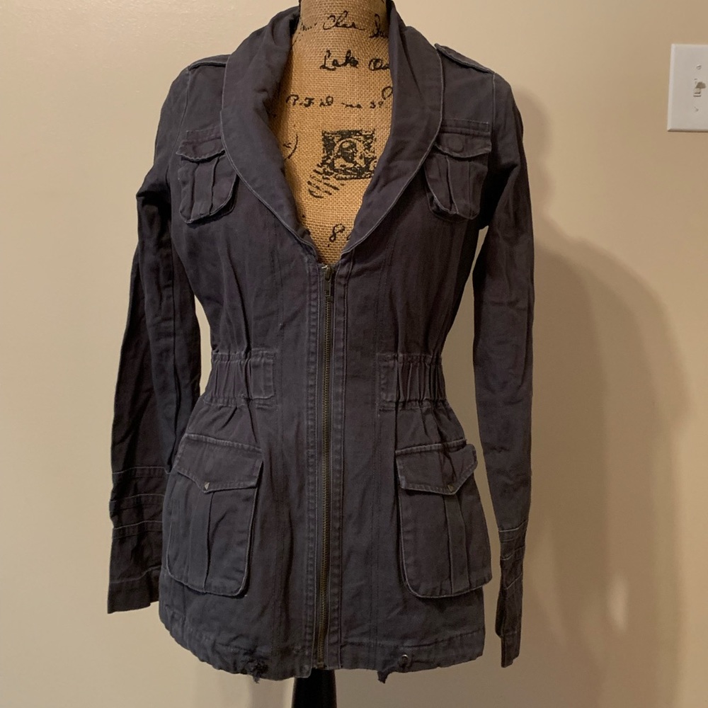 Silver Jean Co Military Insp Canvas Moto Jacket M